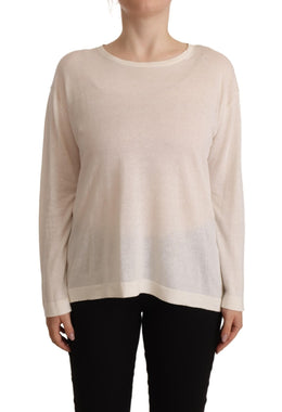 Ballantyne Off White Long Sleeves Round Neck Pullover Sweater