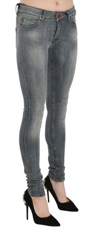 PLEIN SUD Blue Washed Low Waist Slim Fit Skinny Denim Casual Jeans