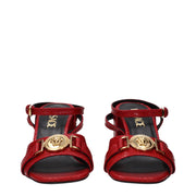 Versace Red Leather Platform Sandals