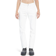 Celine White Cotton Straight-Leg Jeans