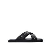 Jimmy Choo Black Calfskin Flat Sandals
