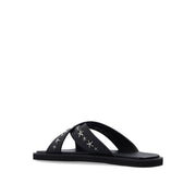 Jimmy Choo Black Calfskin Flat Sandals