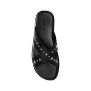 Jimmy Choo Black Calfskin Flat Sandals