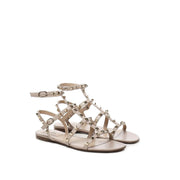 Valentino Garavani Beige Calfskin Strap-On Sandals