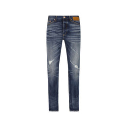 Palm Angels Blue Cotton Straight-Leg Jeans
