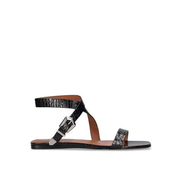 Paris Texas Black Calfskin Strap-On Sandals