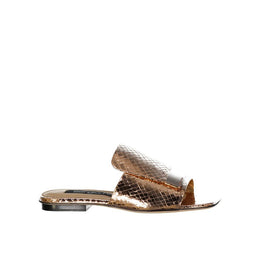 Sergio Rossi Rose Gold Calfskin Flat Sandals