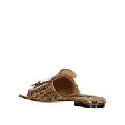 Sergio Rossi Rose Gold Calfskin Flat Sandals