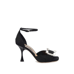 Sergio Rossi Black Fabric Stiletto Heel Sandals