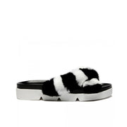 Stuart Weitzman Black Fur Slippers