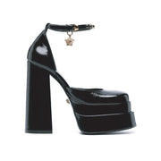 Versace Black Calfskin Platform Sandals