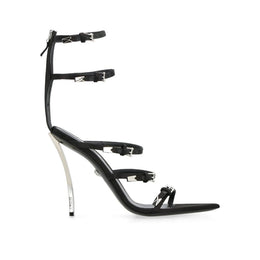 Versace Black Calfskin Stiletto Heel Sandals