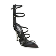 Versace Black Calfskin Stiletto Heel Sandals