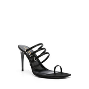 Saint Laurent Black Silk Stiletto Heel Sandals