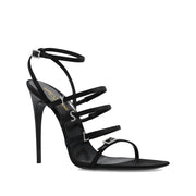 Saint Laurent Black Silk Stiletto Heel Sandals