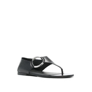 Saint Laurent Black Calfskin Flat Sandals
