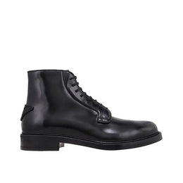 Prada Black Calfskin Lace-Up Boots