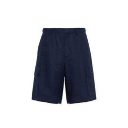 Prada Blue Linen Bermuda Shorts