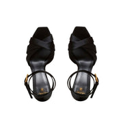 Balmain Black Silk Platform Sandals
