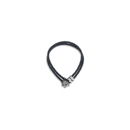 Versace Black Calf Leather Bos Taurus Bracelet