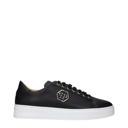 Philipp Plein Black Leather Low Top Sneakers