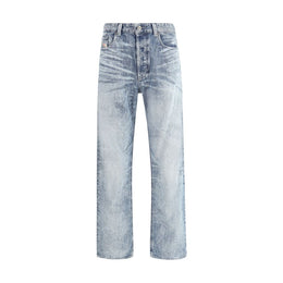 Diesel Light Blue Cotton Relaxed Fit Jeans