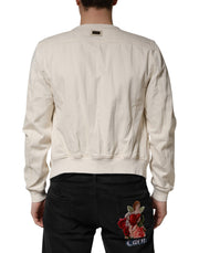 Dolce & Gabbana Off White Cotton Full Zip Denim Men Blouson Jacket