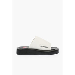 Moschino Black And White Leather Slides