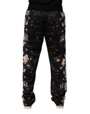 Dolce & Gabbana Black Floral Straight-Leg Chino Trouser Pants