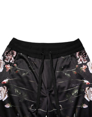 Dolce & Gabbana Black Floral Straight-Leg Chino Trouser Pants