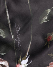 Dolce & Gabbana Black Floral Straight-Leg Chino Trouser Pants