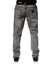 Dolce & Gabbana Gray Cotton Straight Leg Denim Trouser Jeans