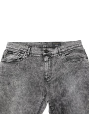 Dolce & Gabbana Gray Cotton Straight Leg Denim Trouser Jeans