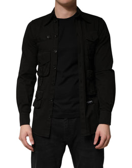 Dolce & Gabbana Black Cotton Collared Men Button Down Shirt