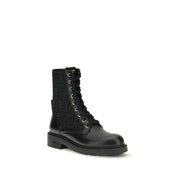 Fendi Black Calf Leather Bos Taurus Lace-Up Boots