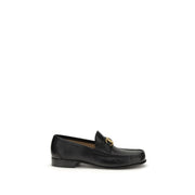 Valentino Garavani Black Calf Leather Bos Taurus Slip-On Loafers