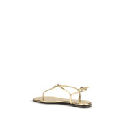 Giuseppe Zanotti Gold Calf Leather Bos Taurus Flat Sandals