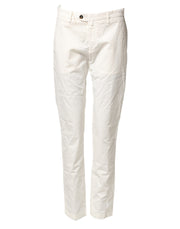 Briglia 1949 White Cotton Straight Fit Chino Trouser Pants