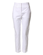 Peserico White High Waist Tapered Fit Chino Trouser Pants