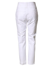 Peserico White High Waist Tapered Fit Chino Trouser Pants