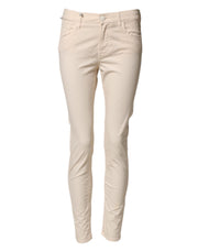 Jacob Cohen Beige Mid Waist Skinny Fit Denim Trouser Jeans