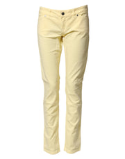 PINKO Yellow Cotton Low Waist Slim Fit Skinny Denim Casual Jeans