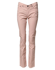 Ballantyne Light Pink Cotton Mid Waist Skinny Fit Denim Jeans