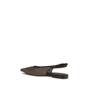 Brunello Cucinelli Brown Leather Ballet Flats
