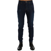 Frankie Morello Blue Cotton Slim Fit Jeans