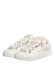 Dolce & Gabbana White Faux Shearling Low Top Sneakers  Shoes