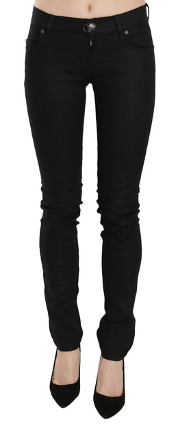 PLEIN SUD Cotton Black Mid Waist Skinny Denim Jeans