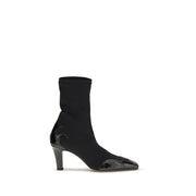 Paris Texas Black Calf Leather Bos Taurus Ankle Boots