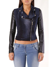 Met Blue Cotton Biker Jacket