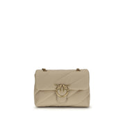 PINKO Beige Calf Leather Bos Taurus Shoulder Bag